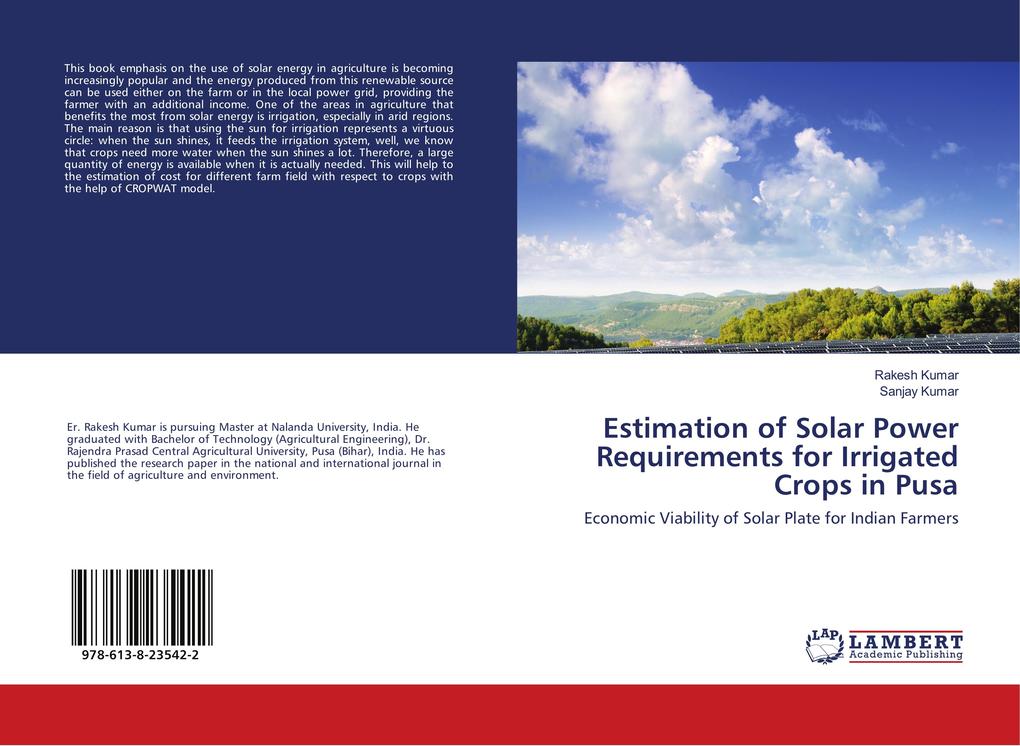 Estimation of Solar Power Requirements for Irrigated Crops in Pusa