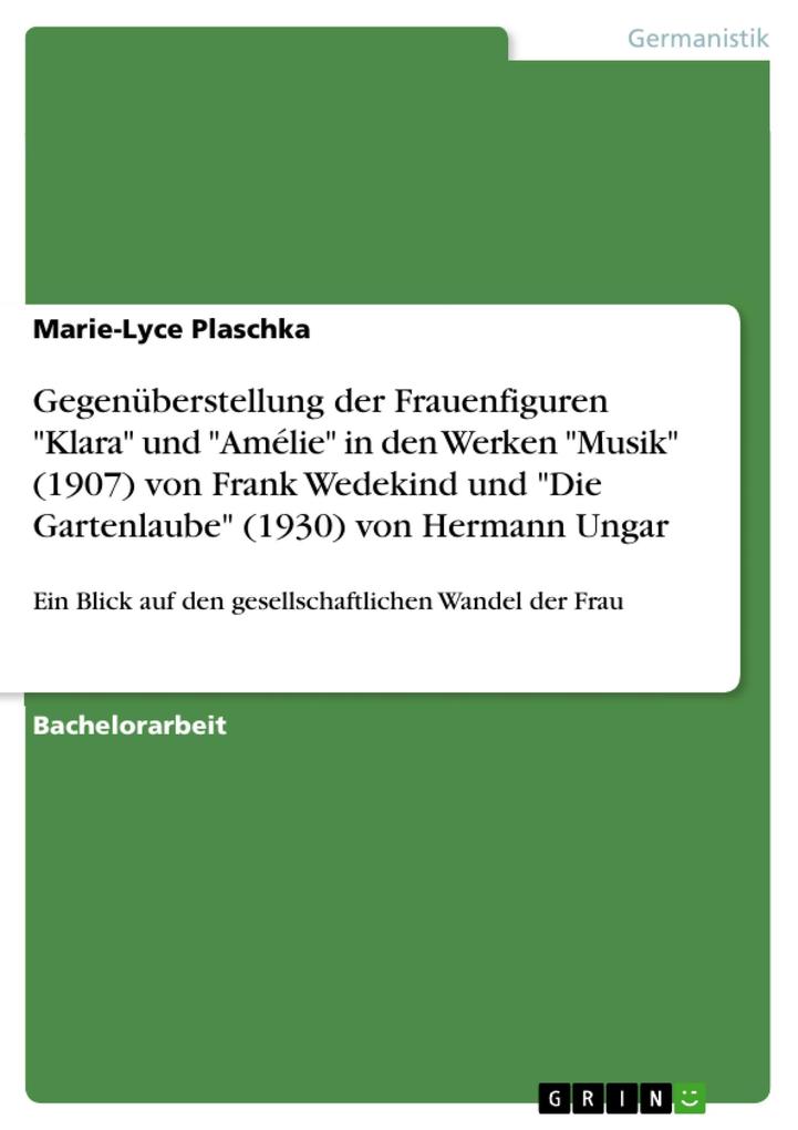 Gegenüberstellung der Frauenfiguren Klara und Amélie in den Werken Musik (1907) von Frank Wedekind und Die Gartenlaube (1930) von Hermann Ungar