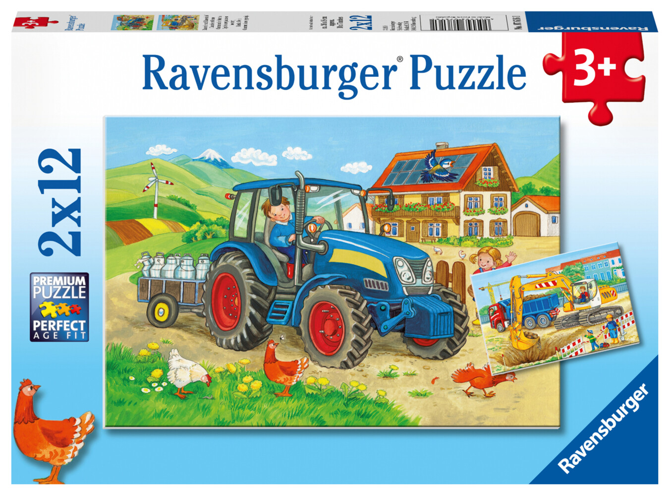 Image of 2er Set Puzzle, je 12 Teile, 26x18 cm, Baustelle und Bauernhof