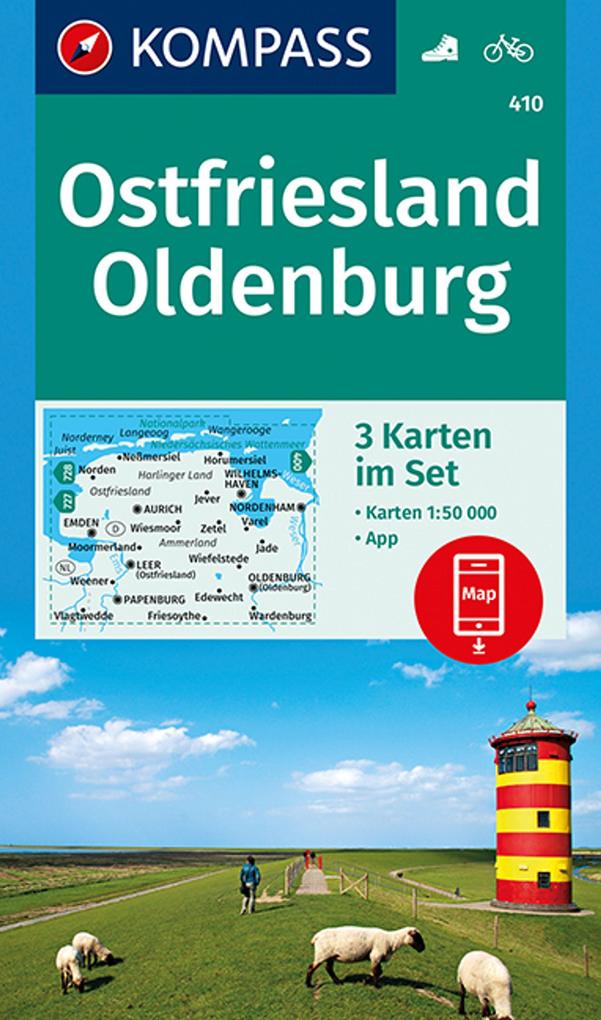 KOMPASS Wanderkarten-Set 410 Ostfriesland Oldenburg (3 Karten) 1:50.000