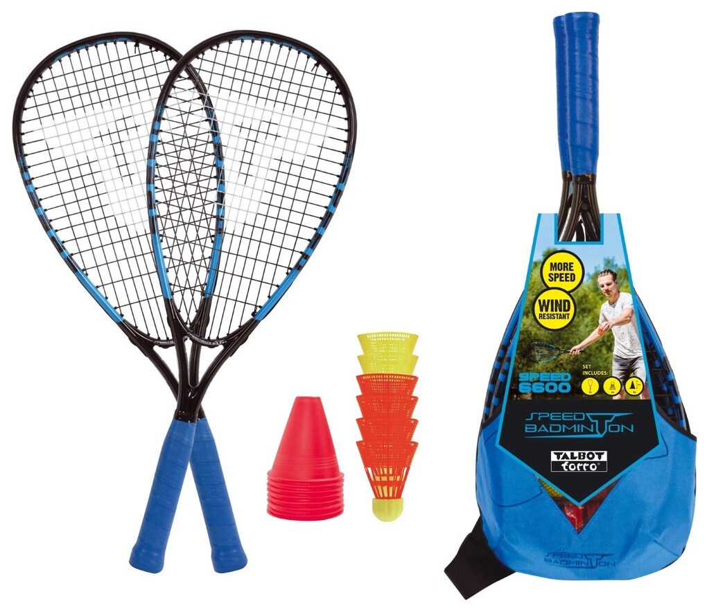 MTS 490116 - Speed-Badminton Set SPEED 6600 im Slingbag 2 Alu-Rackets 6 Bälle black/blue