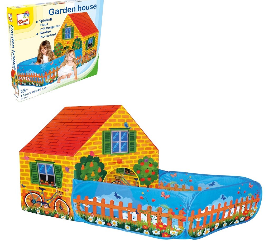 Bino 82816 - Garden house Spielzelt Spielhaus mit Vorgarten mit Pop-Up-System 150x110x90cm Kinderzelt