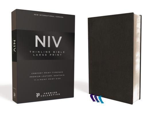 Niv Thinline Bible Large Print Premium Leather Goatskin Black Premier Collection Comfort Print