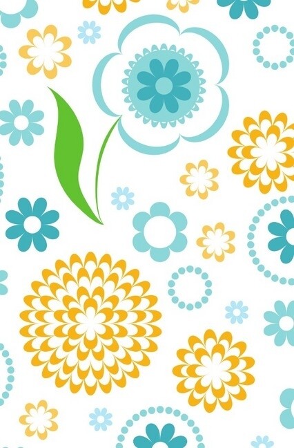 Image of Schreibwandel Notizbuch orange und blaue Blumen