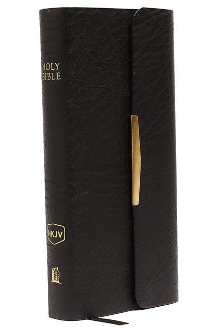 NKJV Checkbook Bible Compact Bonded Leather Black Wallet Style Red Letter Edition
