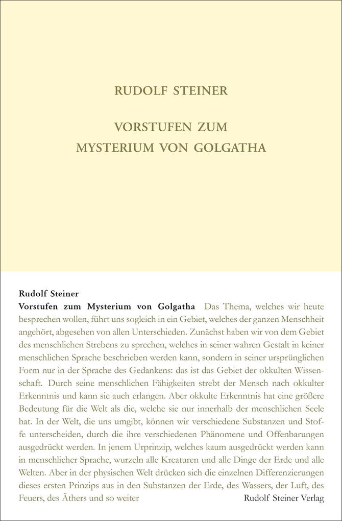 Vorstufen zum Mysterium von Golgatha