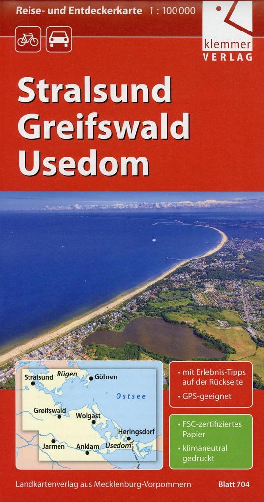 Reise- und Entdeckerkarte Stralsund Greifswald Usedom 1 : 100 000