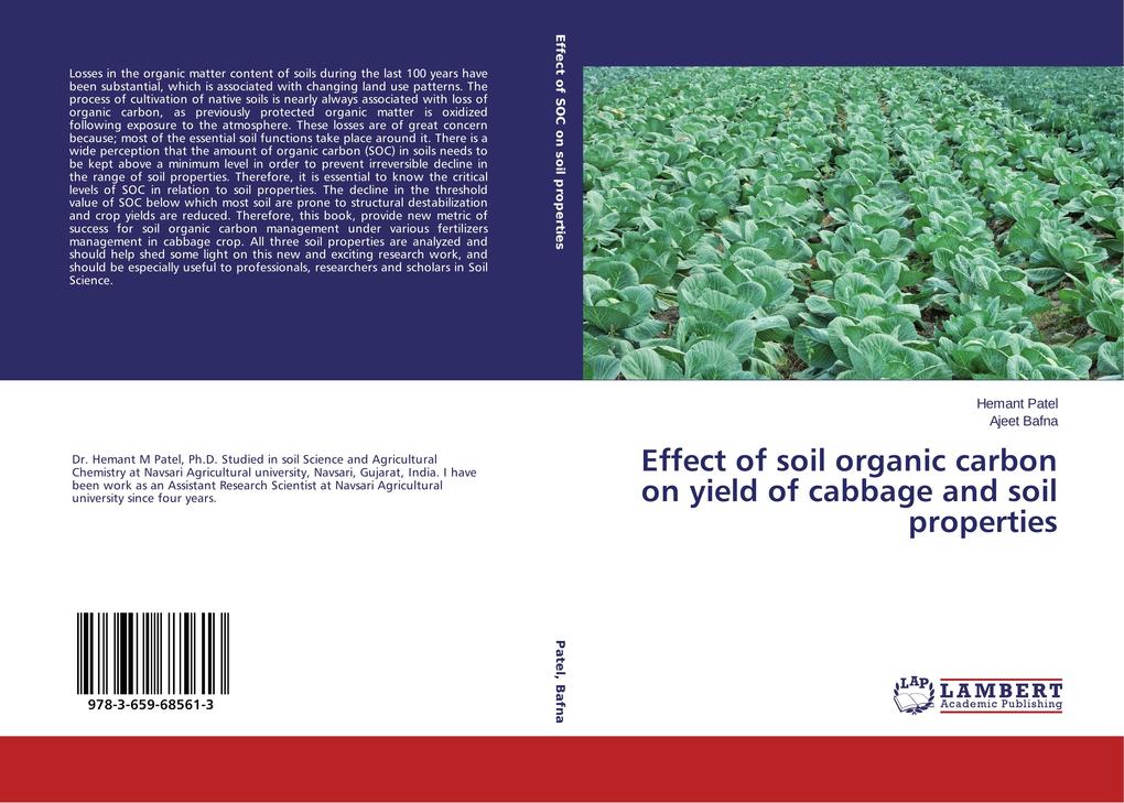 Effect of soil organic carbon on yield of cabbage and soil properties