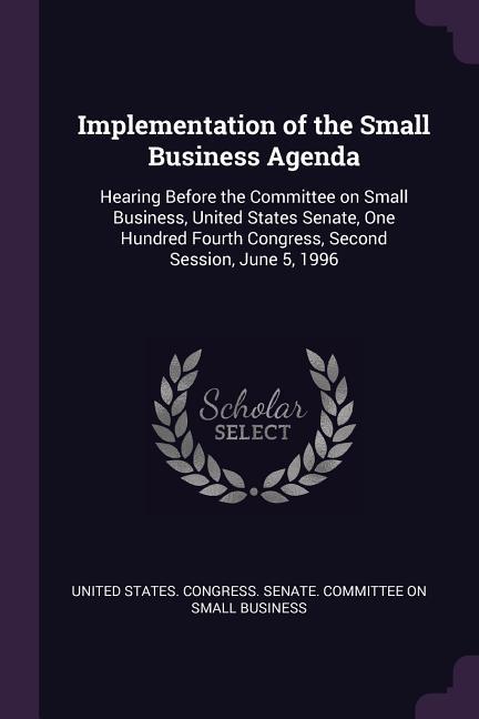 Implementation of the Small Business Agenda