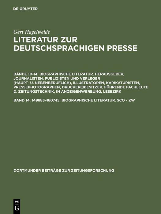 149883-160745. Biographische Literatur. Sco - Zw