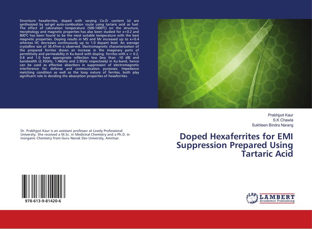 Doped Hexaferrites for EMI Suppression Prepared Using Tartaric Acid
