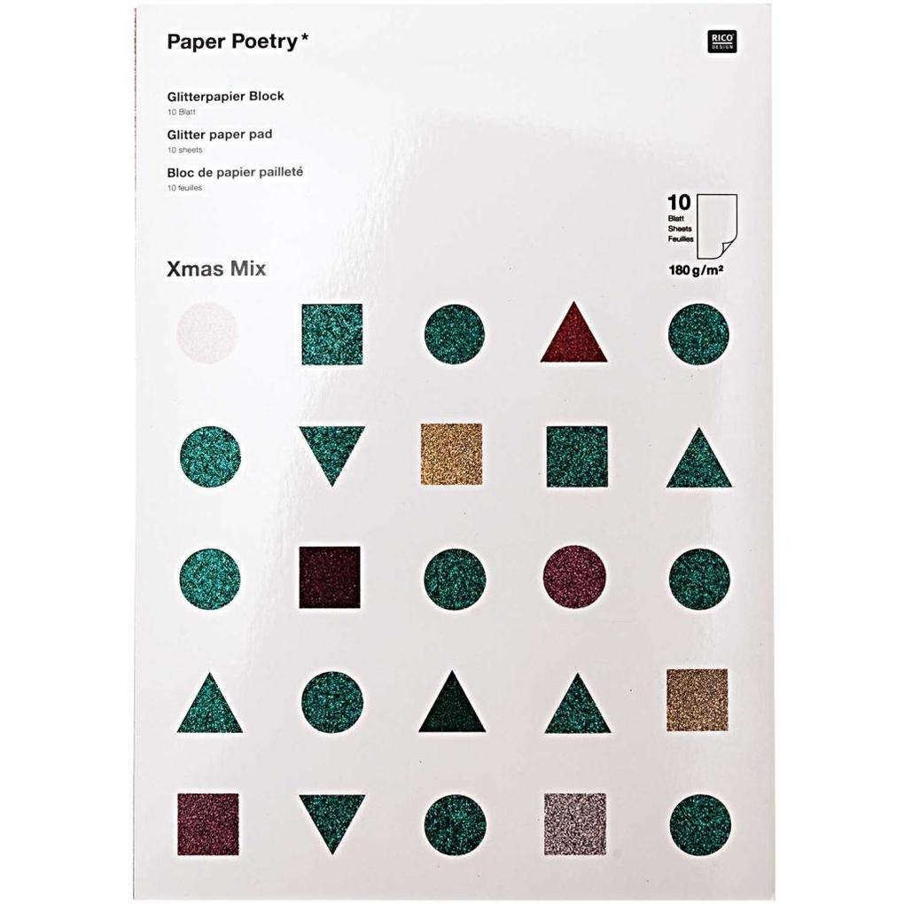 GLITTERPAPIERBLOCK XMAS MIX