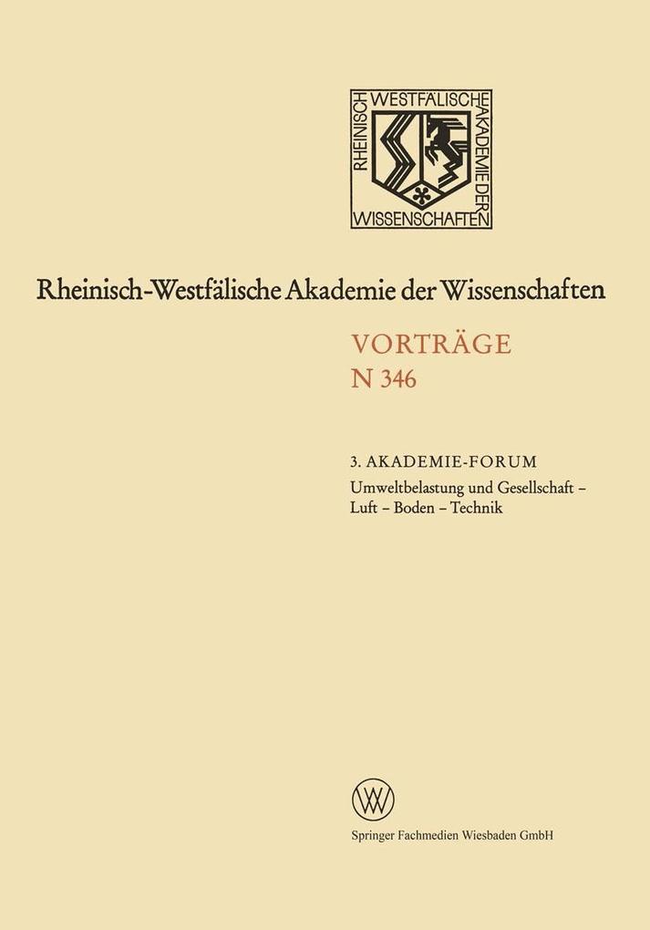 Umweltbelastung und Gesellschaft - Luft - Boden - Technik