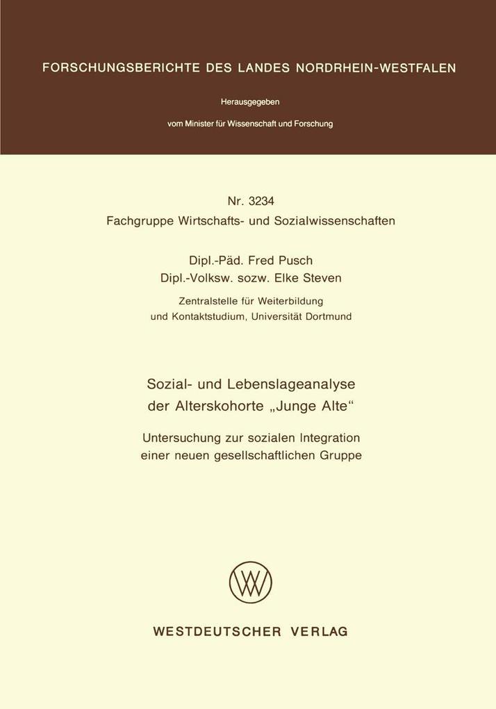 Sozial- und Lebenslageanalyse der Alterskohorte 'Junge Alte'