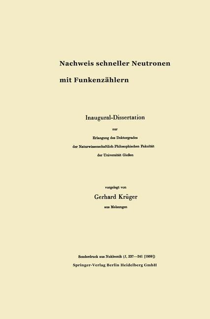 Nachweis schneller Neutronen mit Funkenzählern