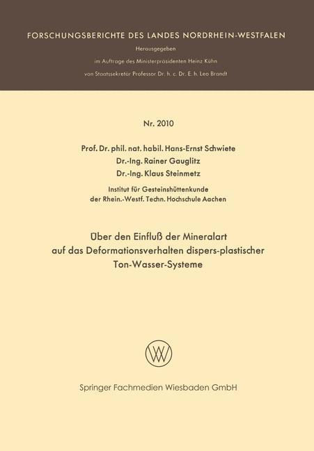 Über den Einfluß der Mineralart auf das Deformationsverhalten dispers-plastischer Ton-Wasser-Systeme