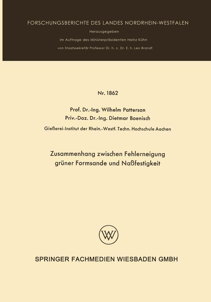 Zusammenhang zwischen Fehlerneigung grüner Formsande und Naßfestigkeit