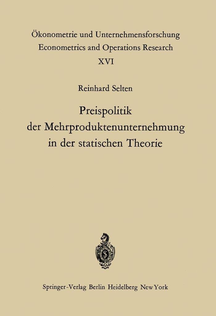 Preispolitik der Mehrproduktenunternehmung in der statischen Theorie