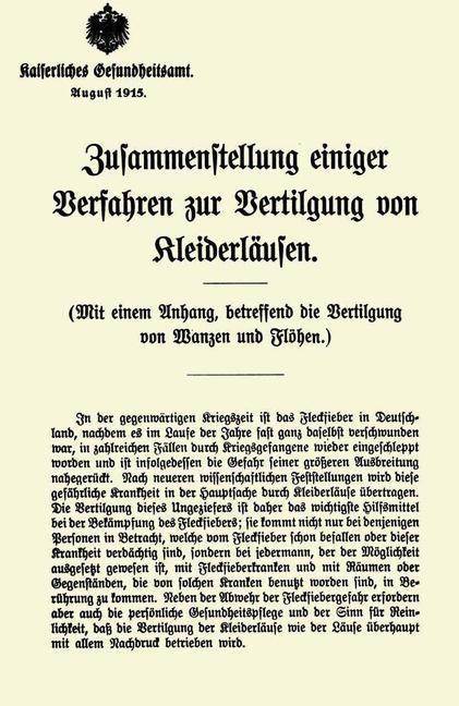 Zusammenstellung einiger Verfahren zur Vertilgung von Kleiderläusen