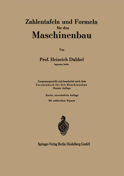 Zahlentafeln und Formeln für den Maschinenbau