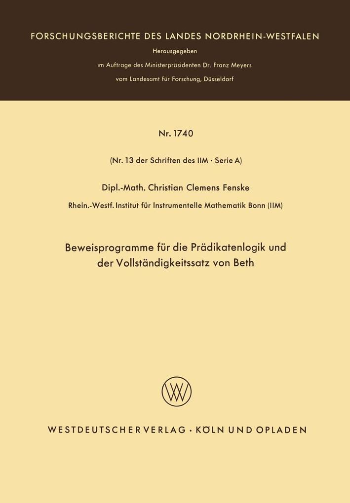 Beweisprogramme für die Prädikatenlogik und der Vollständigkeitssatz von Beth