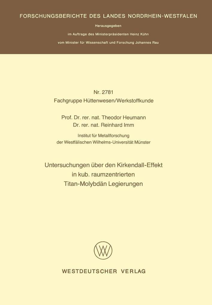 Untersuchungen über den Kirkendall-Effekt in kub. raumzentrierten Titan-Molybdän Legierungen