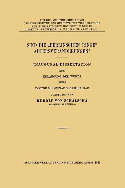 Sind die 'Berlinschen Ringe' Altersveränderungen?