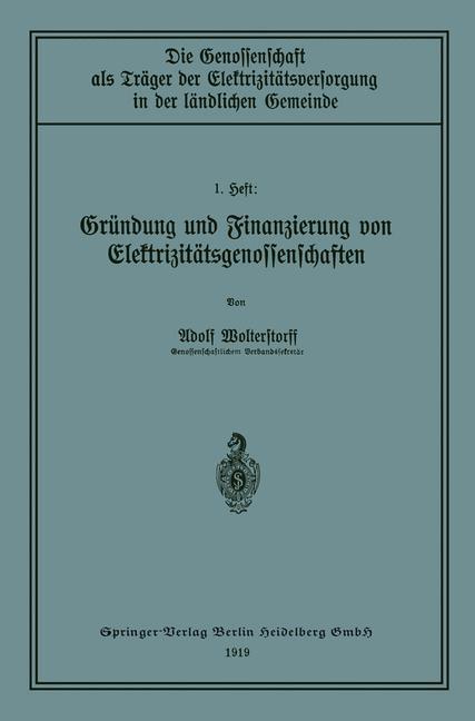 Gründung und Finanzierung von Elektrizitätsgenossenschaften