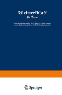 Bleimerkblatt für Ärzte