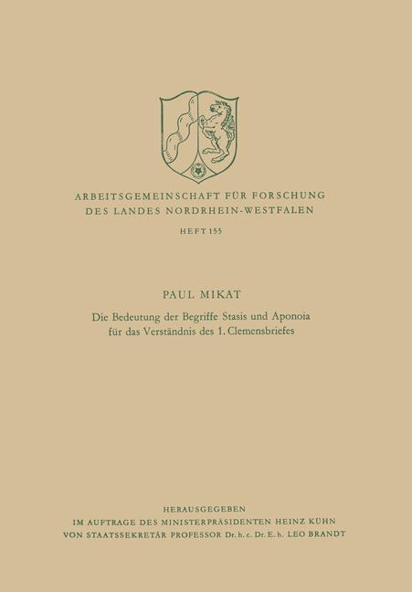 Die Bedeutung der Begriffe Stasis und Aponoia für das Verständnis des 1. Clemensbriefes