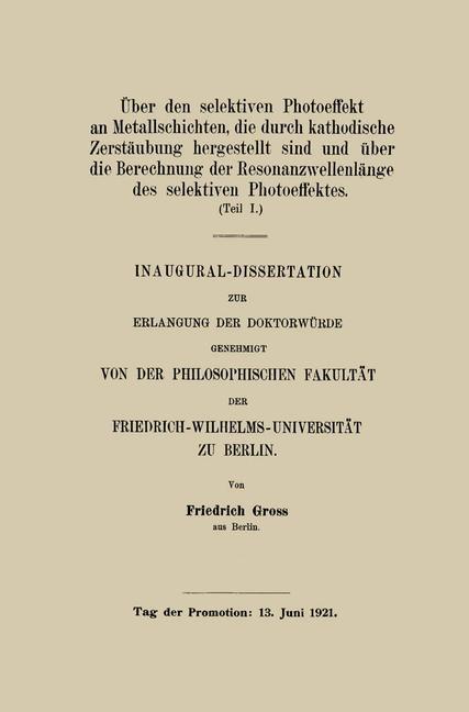 Über den selektiven Photoeffekt an Metallschichten die durch kathodische Zerstäubung hergestellt sind