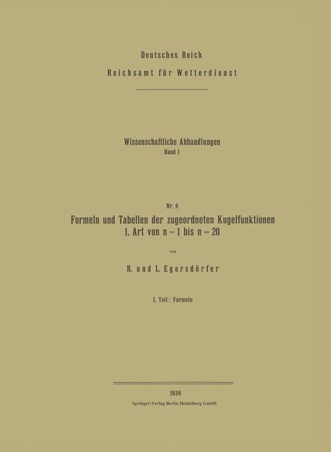 Formeln und Tabellen der zugeordneten Kugelfunktionen 1. Art von n = 1 bis n = 20