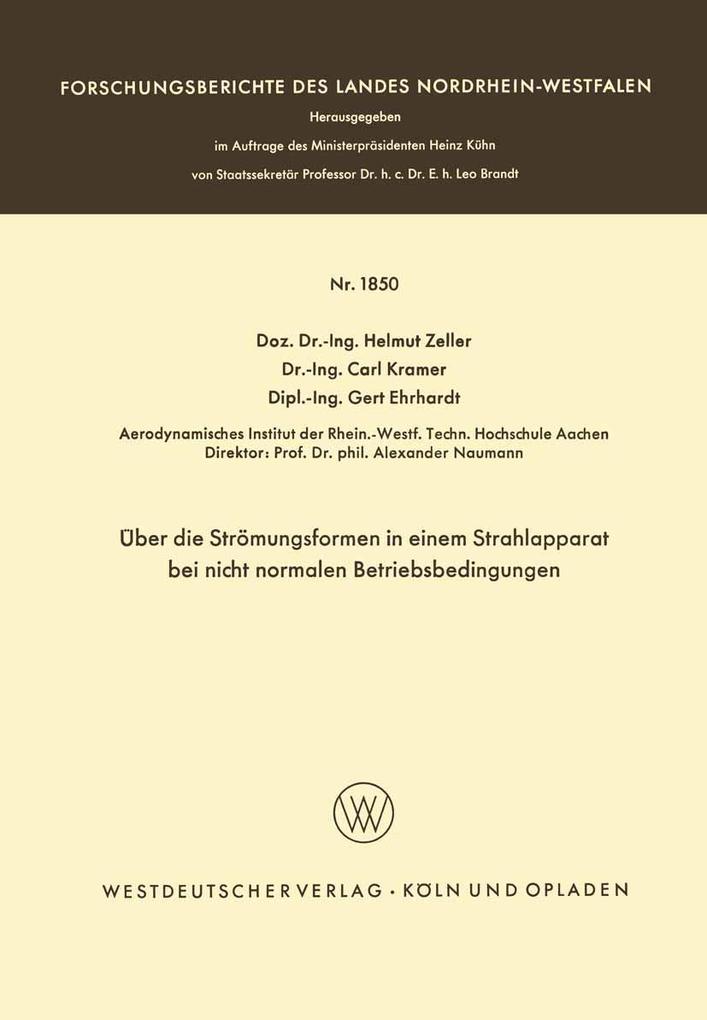 Über die Strömungsformen in einem Strahlapparat bei nicht normalen Betriebsbedingungen