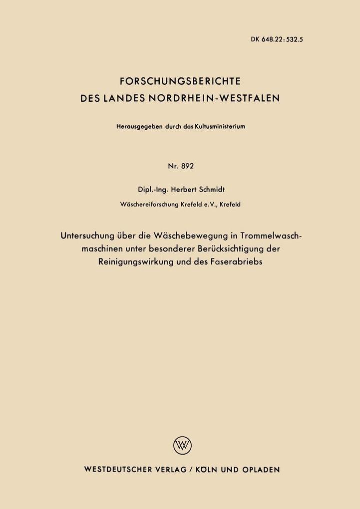 Untersuchung über die Wäschebewegung in Trommelwasch-maschinen unter besonderer Berücksichtigung der Reinigungswirkung und des Faserabriebs