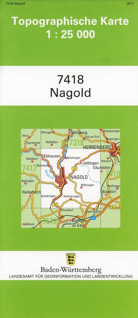 Topographische Karte Baden-Württemberg Nagold