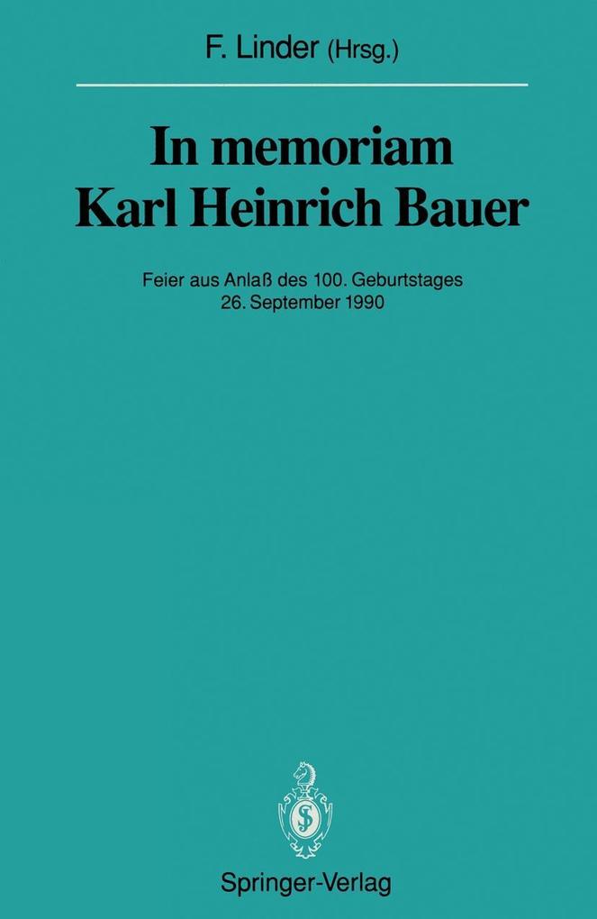 In memoriam Karl Heinrich Bauer