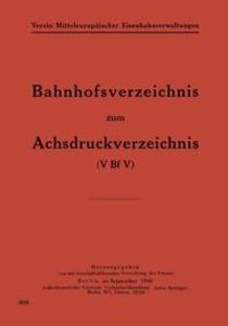 Bahnhofsverzeichnis zum Achsdruckverzeichnis