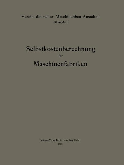 Selbstkostenberechnung für Maschinenfabriken