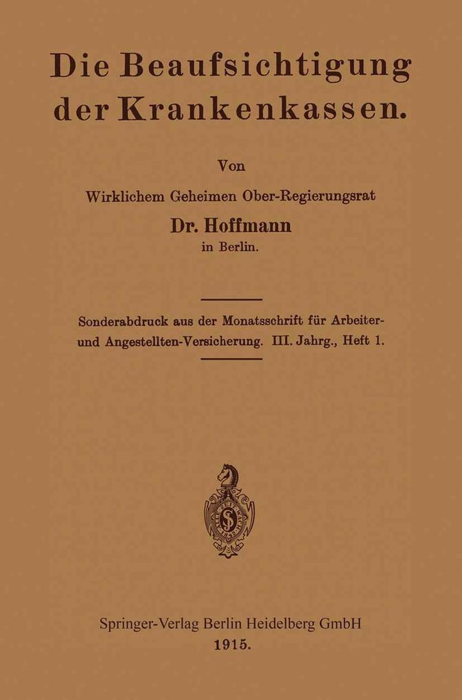 Die Beaufsichtigung der Krankenkassen