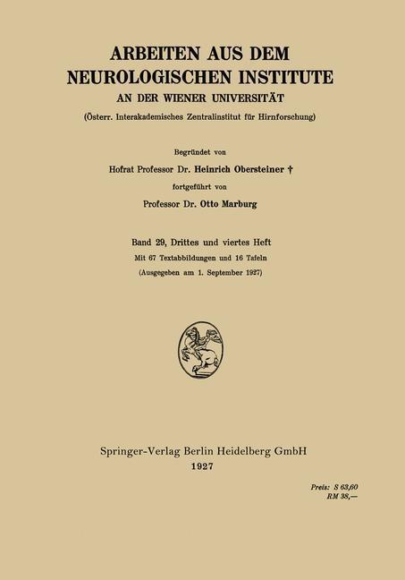 Arbeiten aus dem Neurologischen Institute an der Wiener Universität