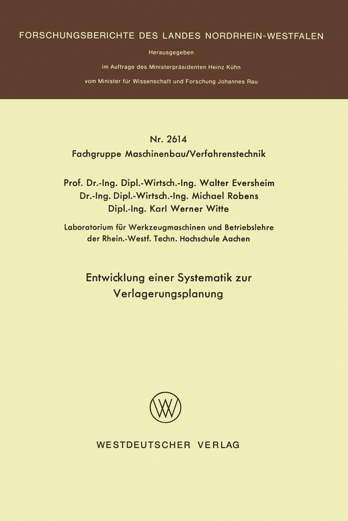 Entwicklung einer Systematik zur Verlagerungsplanung