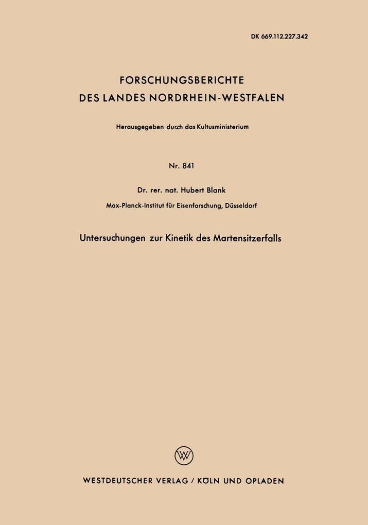 Untersuchungen zur Kinetik des Martensitzerfalls