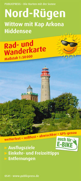 PublicPress Rad- und Wanderkarte Nord-Rügen Wittow mit Kap Arkona Hiddensee
