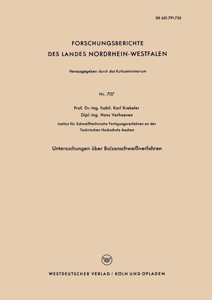 Untersuchungen über Bolzenschweißverfahren