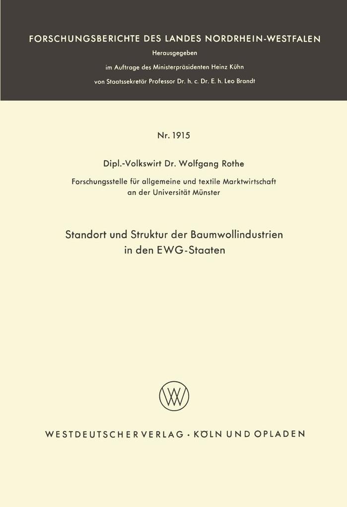 Standort und Struktur der Baumwollindustrien in den EWG-Staaten