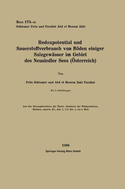 Redoxpotential und Sauerstoffverbrauch von Böden einiger Salzgewässer im Gebiet des Neusiedler Sees (Österreich)