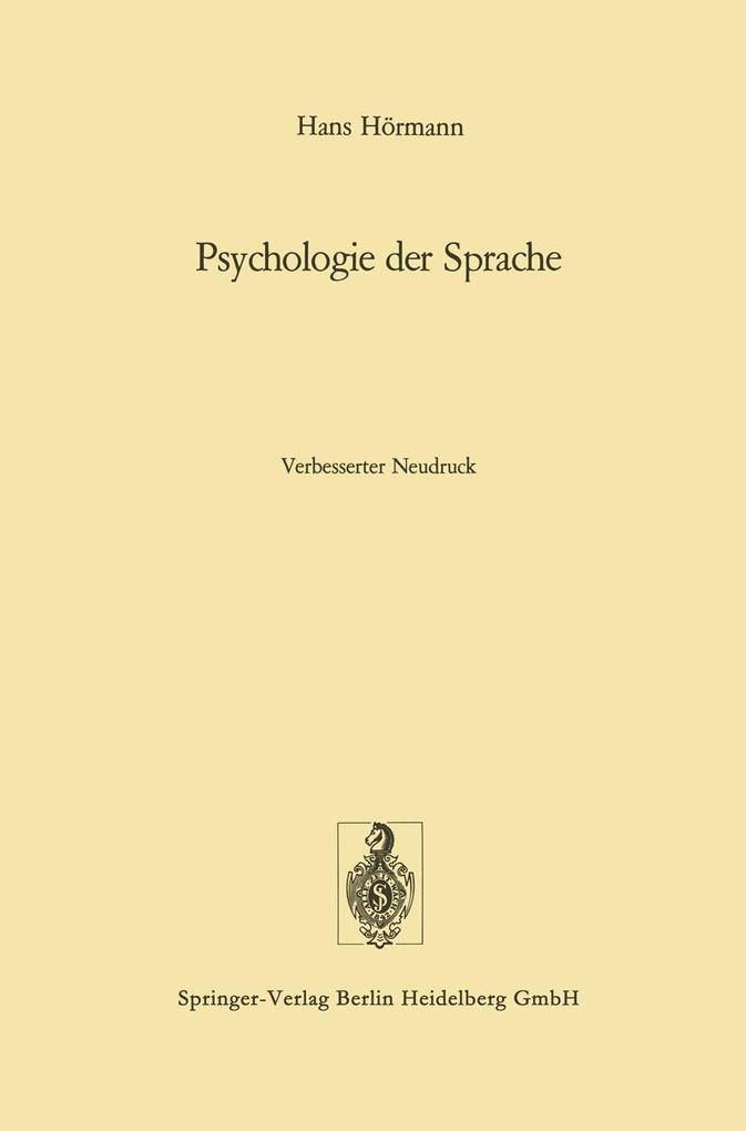 Psychologie der Sprache - Hans Hörmann