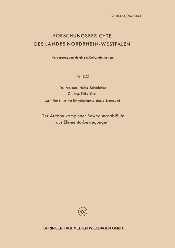Der Aufbau komplexer Bewegungsabläufe aus Elementarbewegungen - Heinz Schmidtke