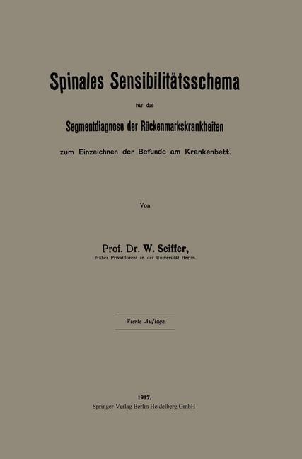 Spinales Sensibilitätsschema für die Segmentdiagnose der Rückenmarkskrankheiten zum Einzeichnen der Befunde am Krankenbett