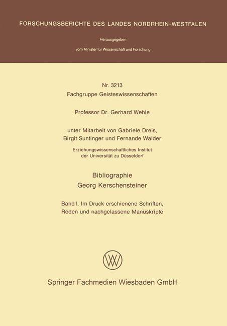 Bibliographie Georg Kerschensteiner - Gabriele Dreis